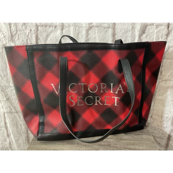 Victoria’s Secret Red & Black Plaid Tote Bag - Picture 8 of 12